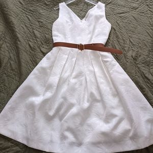 Size 14 White Belted Dress with Pockets